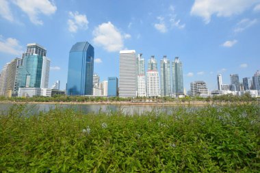 Tayland 'da park, mimari ve şehir manzarası 