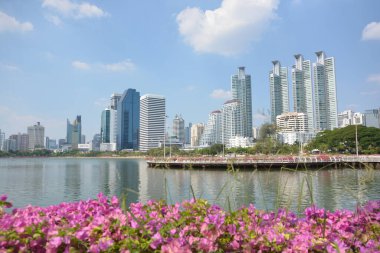 Tayland 'da park, mimari ve şehir manzarası 