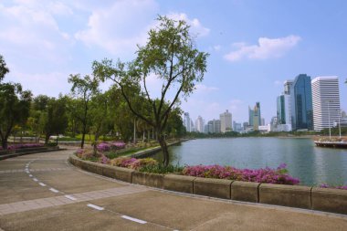 Tayland 'da park, mimari ve şehir manzarası 