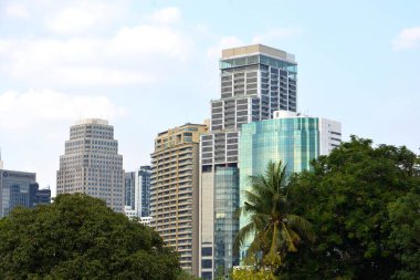 Tayland 'da park, mimari ve şehir manzarası 