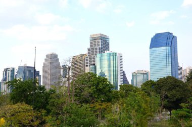 Tayland 'da park, mimari ve şehir manzarası 