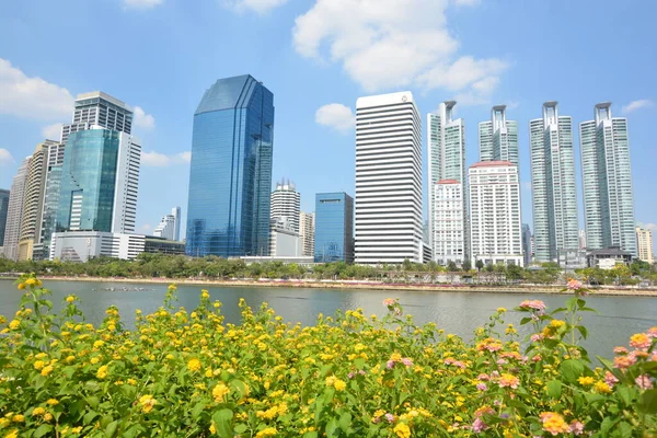 Tayland 'da park, mimari ve şehir manzarası 