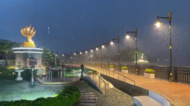 Raining at Pak Kret district in Thailand