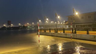 Raining at Pak Kret district in Thailand