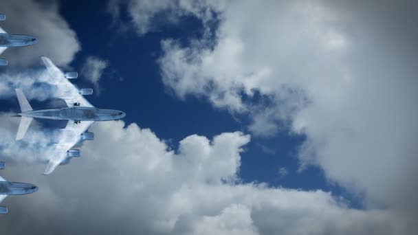 Los aviones y las nubes de lapso de tiempo tormentoso — Vídeos de Stock