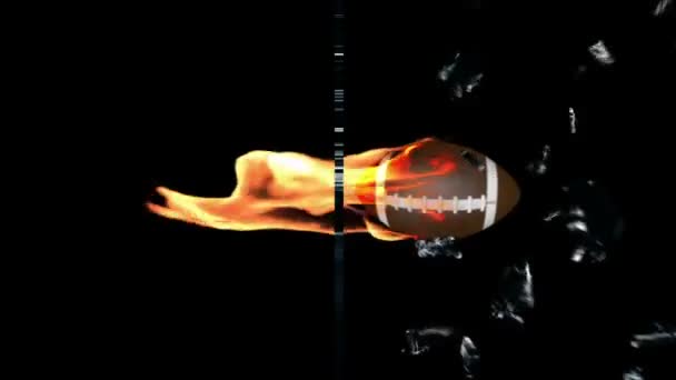 Американский футбол на огне, разбития стекла, — стоковое видео