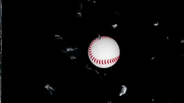 Baseball breaking glass, Alpha — Stock Video