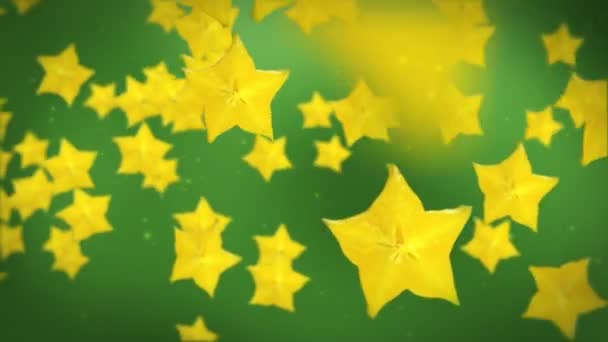Карамболи жовті зірки фруктів — стокове відео