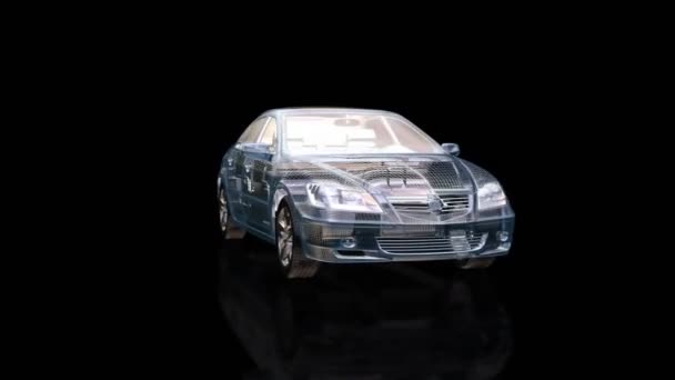 Luxusní auto, morphing, aerodynamický tunel — Stock video