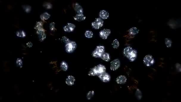 Diamond vliegen en explosie — Stockvideo