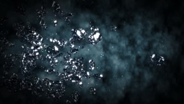 Алмазы, пролетев перед камерой — стоковое видео