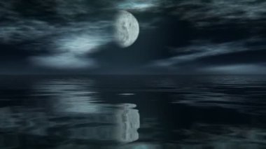 ay zaman atlamalı okyanus üzerinde yansıması ile