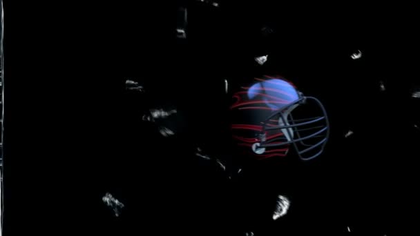 Football-Helmet breaking glass with Alpha — Stock Video