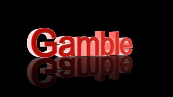 Gamble text with casino chips and cards falling — Stock Video