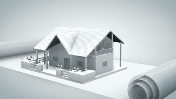 maison sur plan blanc dehors