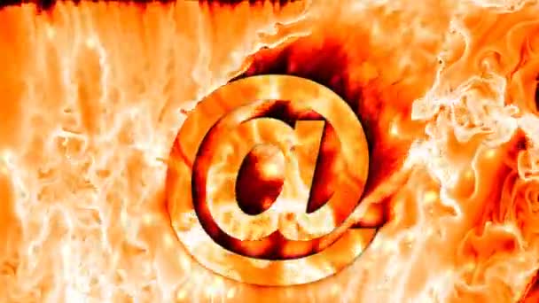 Internet-e-Mail-Symbol auf Flammen — Stockvideo