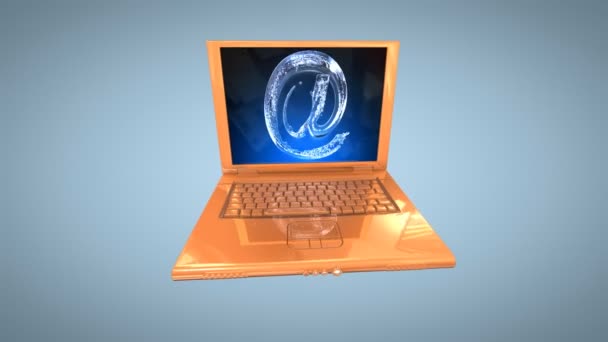 Анімація ноутбука з символом Інтернету — стокове відео
