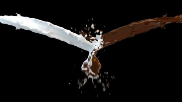 Tej- és csokoládé Splash-fekete ellen — Stock videók