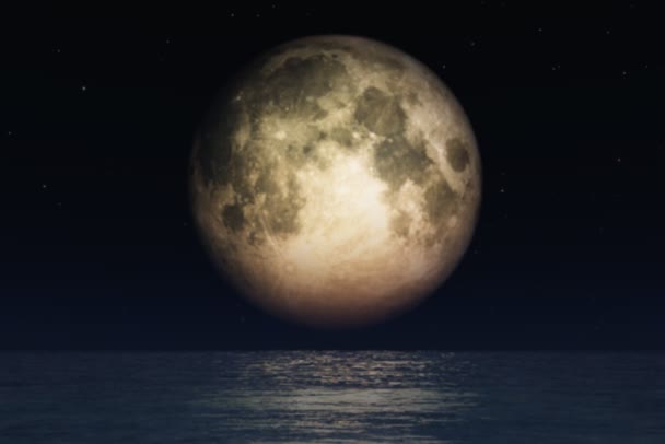 Luna plină și oceanul deschis, minunat pentru a adăuga textul sau logo-ul — Videoclip de stoc
