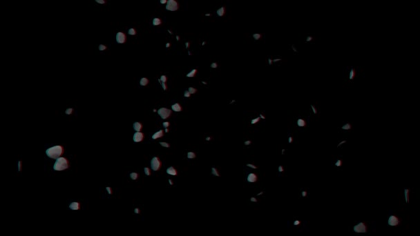 Rose petals flying towards camera, Stereoscopic 3D Anaglyph, Magenta Cyan — Stock Video