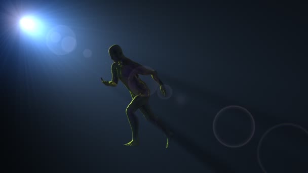 silhouette en cours d'exécution slowmotion bleu lumière