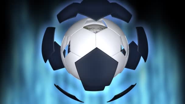 Particelle di calcio palla e animazione di terra — Video Stock