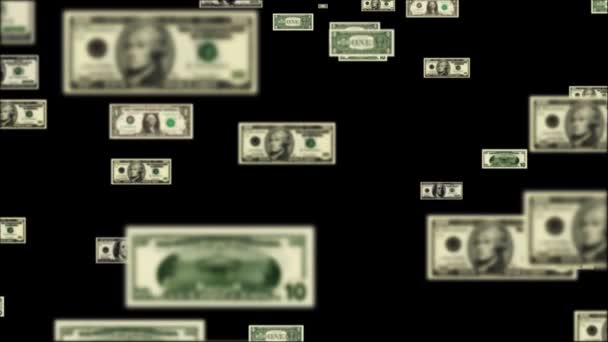 달러 지폐 비행 및 부채 단어 형성 — 비디오