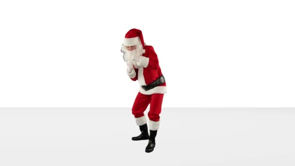 对白色跳舞的圣诞老人 — 图库视频影像