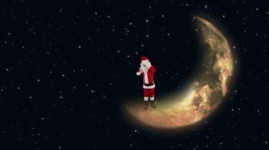 Noel Baba Ay'da istirahat ve reindeers için bekliyor