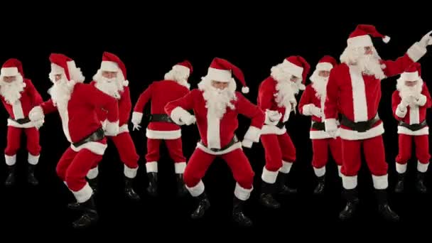 Multidão de Papai Noel dançando, festa de Natal — Vídeo de Stock