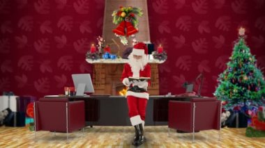 Noel Baba modern Noel ofisinde bir kitap okuma