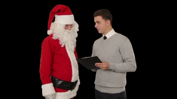 Santa claus a mladý podnikatel proti black.mov — Stock video