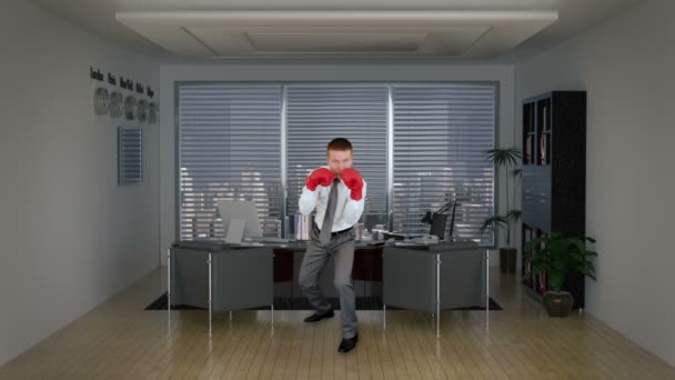 사무실 룸에서 사업가 권투 — 비디오