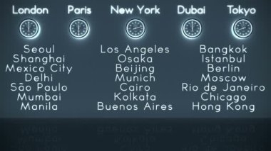 Dünya saatleri ve büyük şehirlerde arka plan