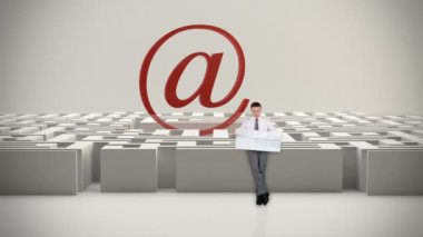 Internet posta işareti, Alfa mat bir labirentte yolunu bulmaya çalışan harita ile işadamı