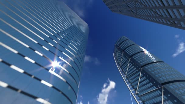 Edificios corporativos y nubes timelapse — Vídeo de stock