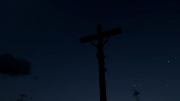 Jésus sur Croix, pré avec olives, sunrise de laps de temps, panoramique