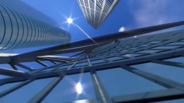 Kurumsal binalar ve zaman sukut bulutlar, mimari görünüm