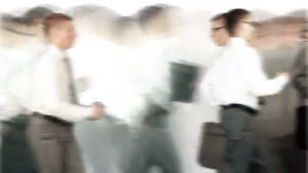 Rush Hour, Businessmen running time lapse, white Stock Footage