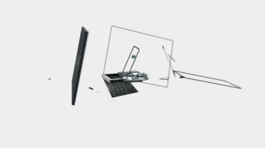 laptop beyaz karşı içine mobil erime