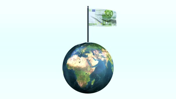 Euro bandera ondeando y rotación, bucle de tierra — Vídeos de Stock