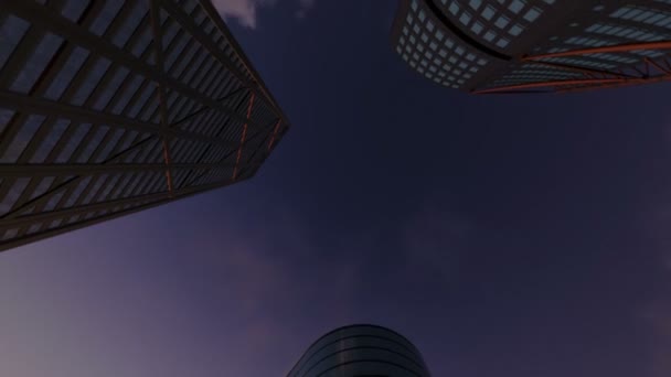 Корпоративні будівлі і проміжні хмари, архітектурні pov — стокове відео