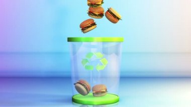 bir çöp kutusuna düşen çizburger kavramı diyet