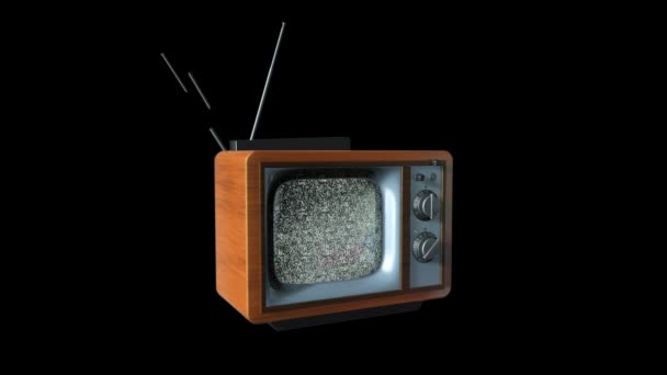 Staré tv rozpustit do nové televize proti černé, statické kamery — Stock video