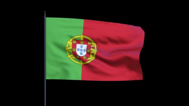 Loop de ondulação, sem emenda de bandeira de Portugal — Vídeo de Stock