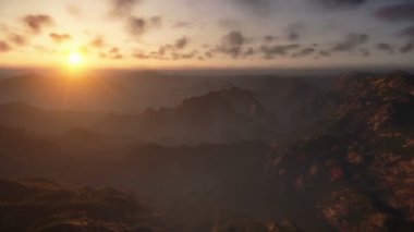 günbatımı zaman atlamalı dağlar tepeler üzerinde uçuş