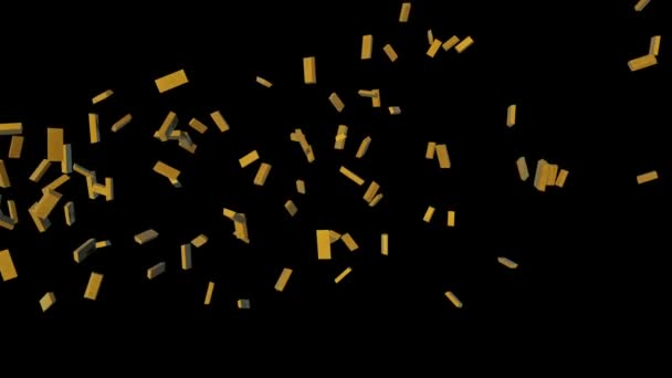 Gouden balken vliegen, tegen zwart — Stockvideo