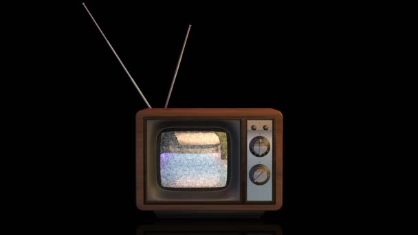 Vintage tv z badania statyczne hałasu na ekranie — Wideo stockowe