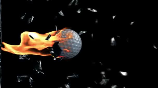 Piłka na ogień tłuczonego szkła, widok z boku — Wideo stockowe
