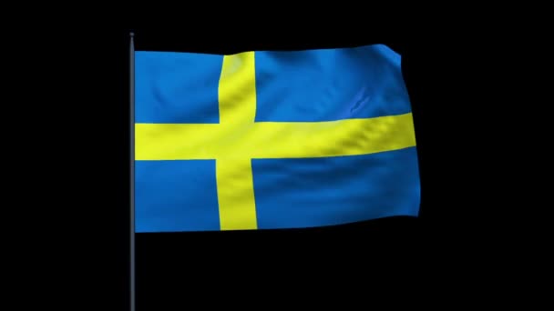 Швеция флаг размахивая, Бесшовные цикле, альфа — стоковое видео